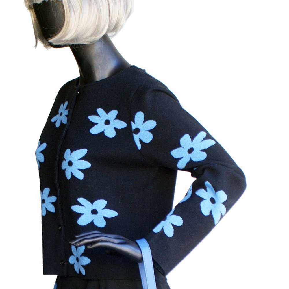 Floral Blue/Black Cropped Cardigan US Size  S/M